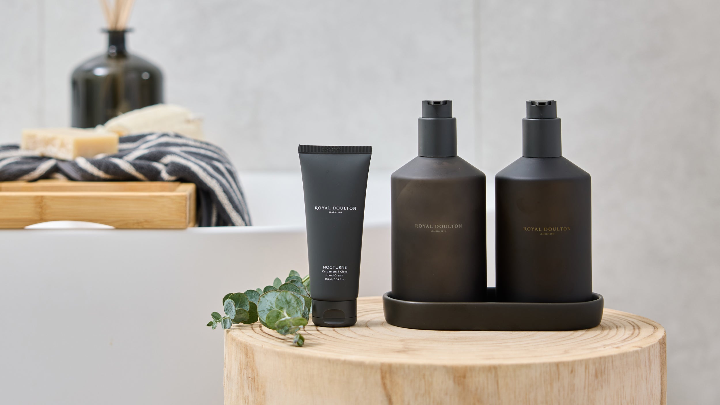 Royal Doulton Nocturne body care range styled with Cardamom & Clove fragrance