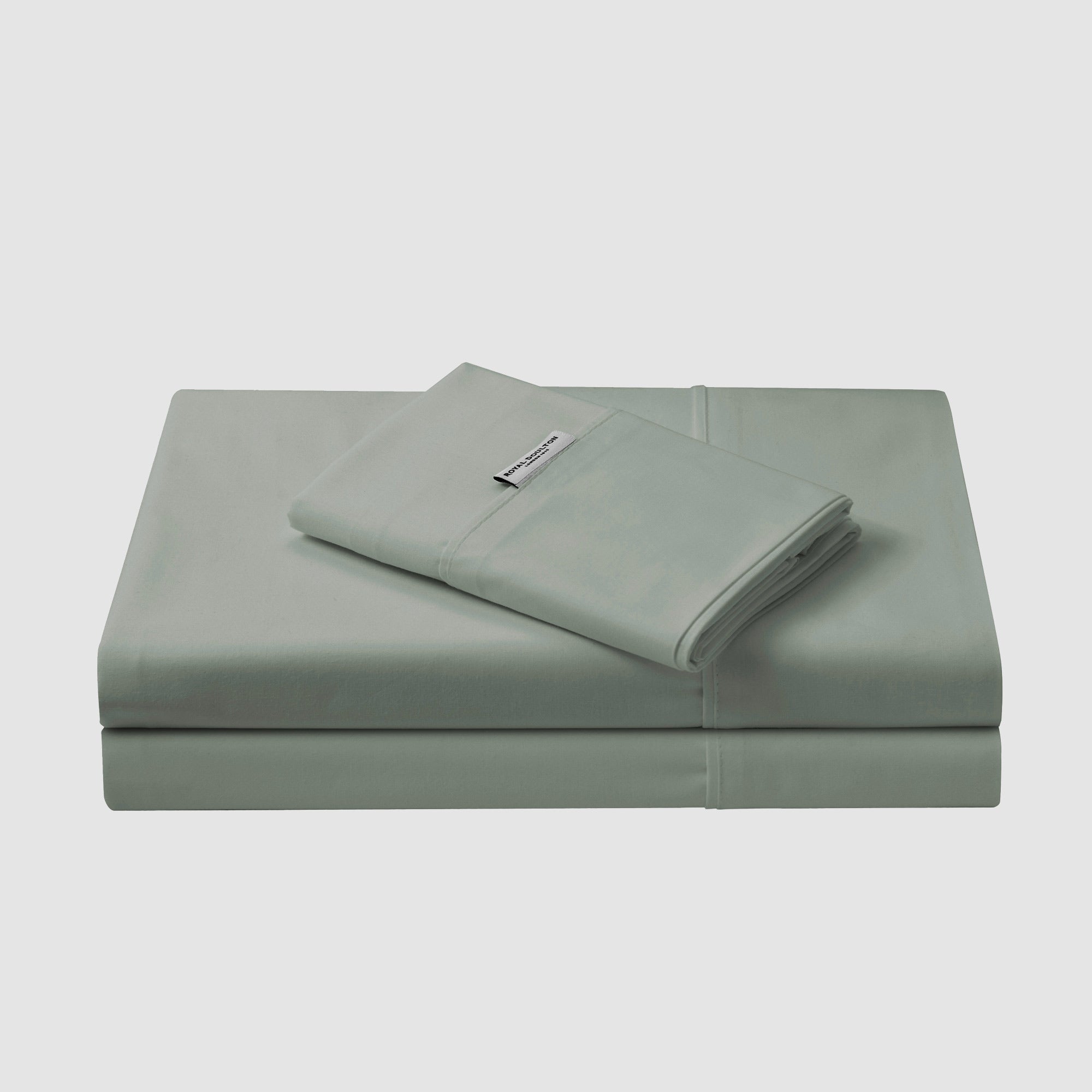 Royal Doulton Stirling Olive flat sheet folded with a matching sheet stack