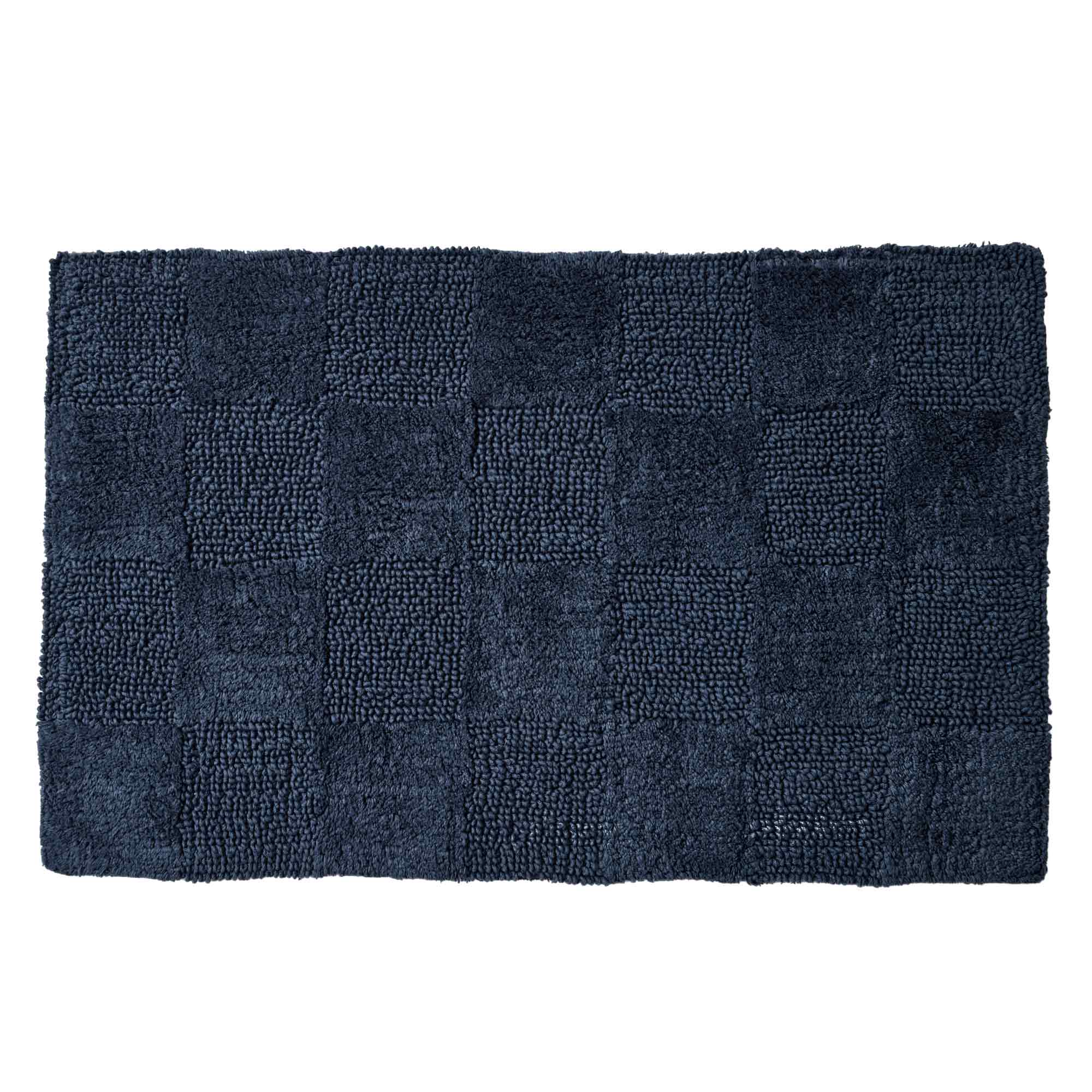 Royal Doulton Manon bath mat in Midnight with a checked texture