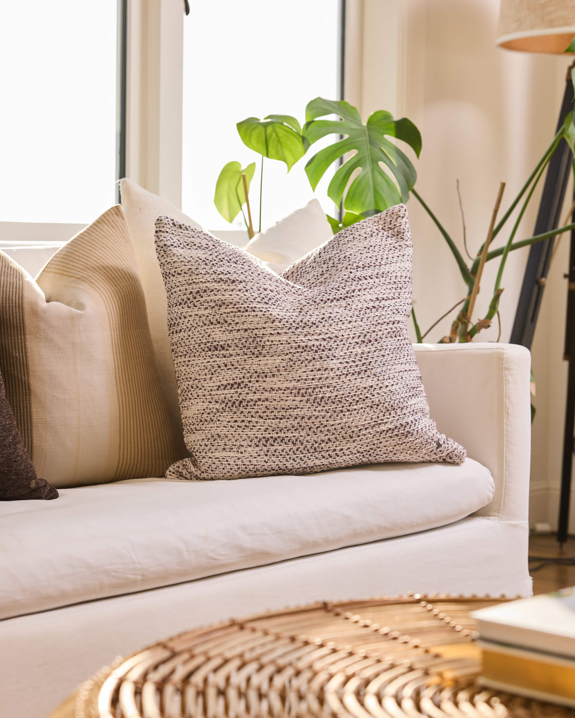 Royal Doulton brown cushions styled in a living room