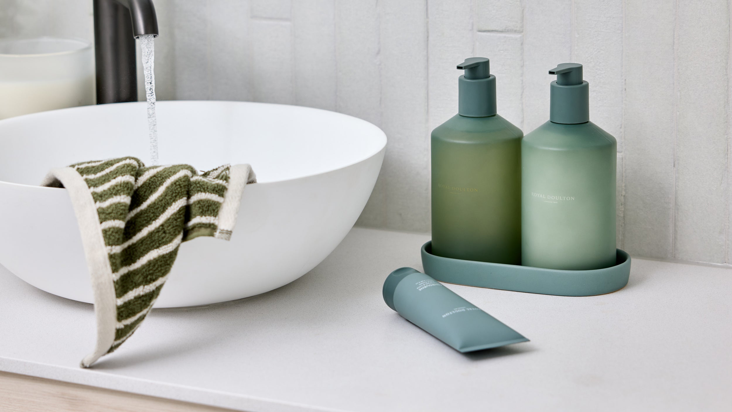 Royal Doulton Ashbourne body care range styled with Lemongrass & Lime fragrance