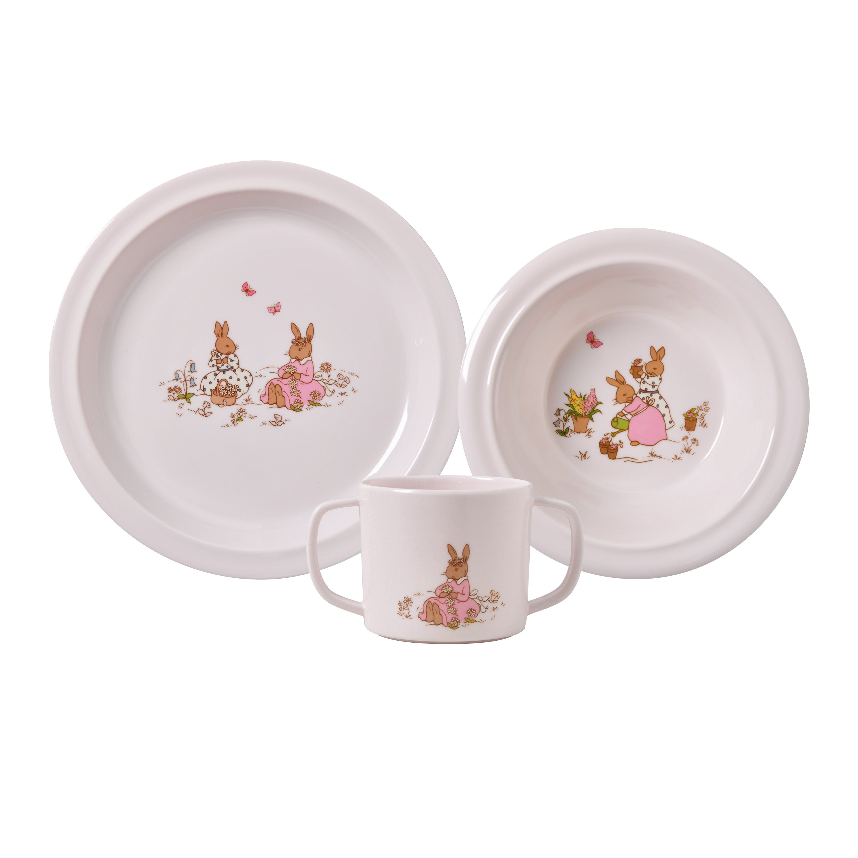 Royal Doulton Bunnykins 3pc Melamine Dinner Set in Pink
